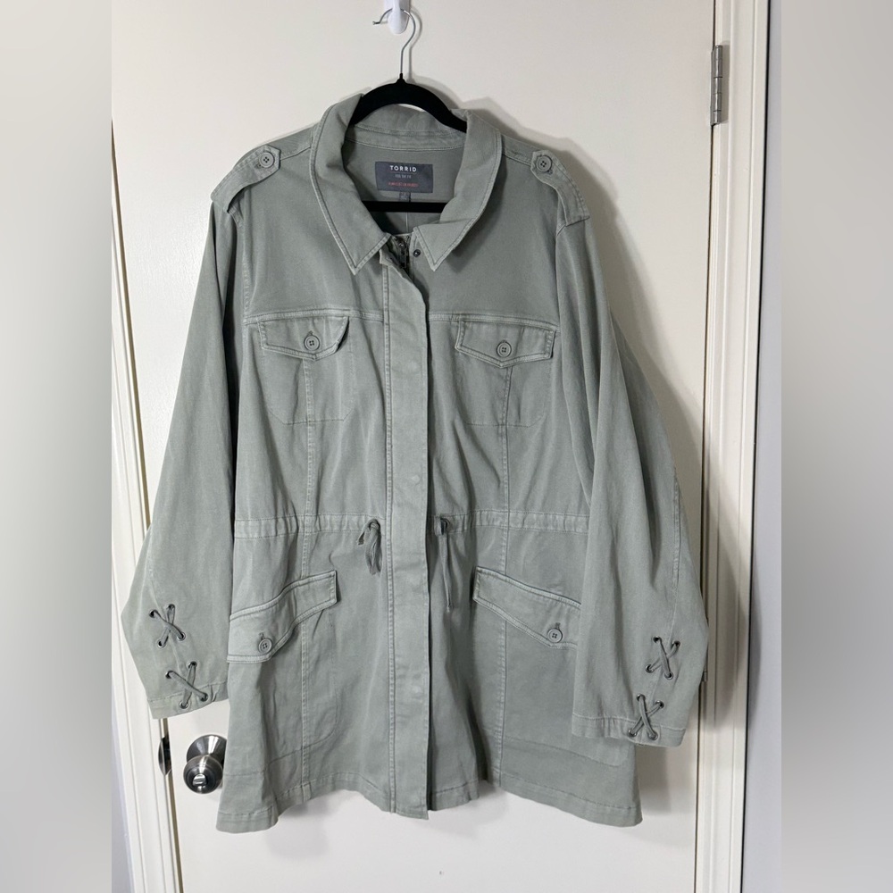 Torrid‎ Olive Green Lace up Twill Anorak Jacket Plus Size 6X
